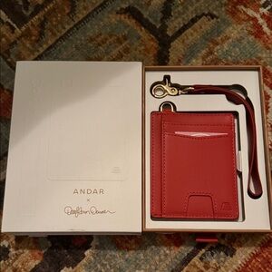 Andar Red Leather Cardholder with Strap